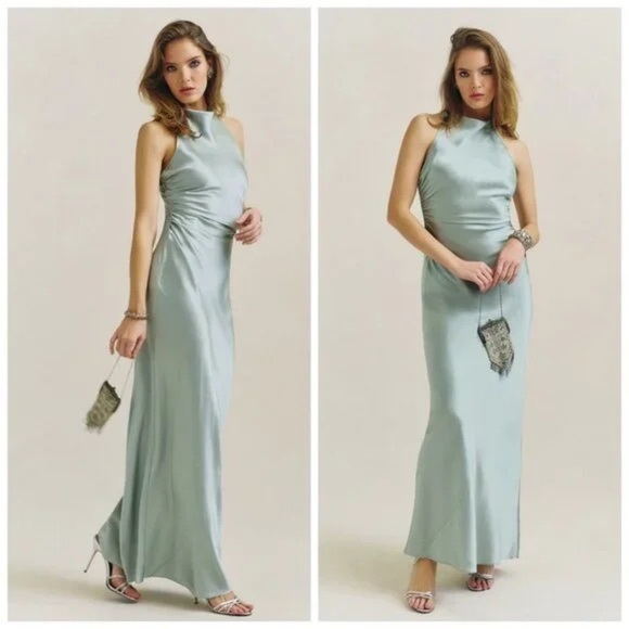 REFORMATION NWT Anaiis Silk Dress in Aquamarine 12 - Picture 2 of 10